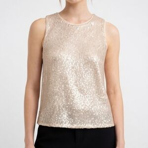 BNWT Cupcakes & Cashmere Champagne Sequin Shell Tank Top M Sleeveless Festive